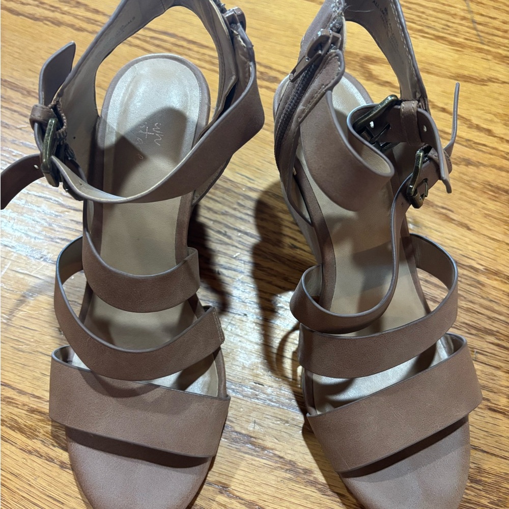 Crown Vintage Brown Strappy Sandals with Block Heel